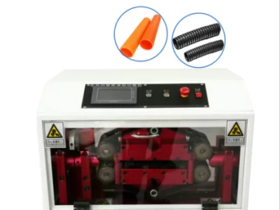 this is automatic non-split wire loom tubing cutting machine used for cutting flex corrugated tube.