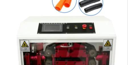 this is automatic non-split wire loom tubing cutting machine used for cutting flex corrugated tube.