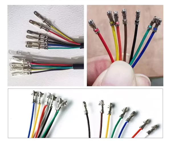 crimped multicore cable by wire stripper terminator.