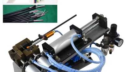 this is pneumatic power cord stripping machine which is used in wire harness processing.