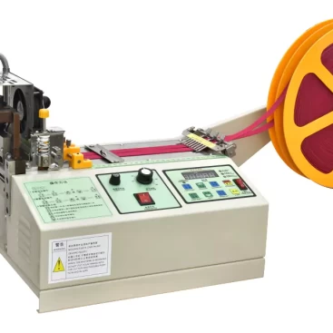 this is Automatic cotton webbing cutting machine for grosgrain ribbon nylon strap.