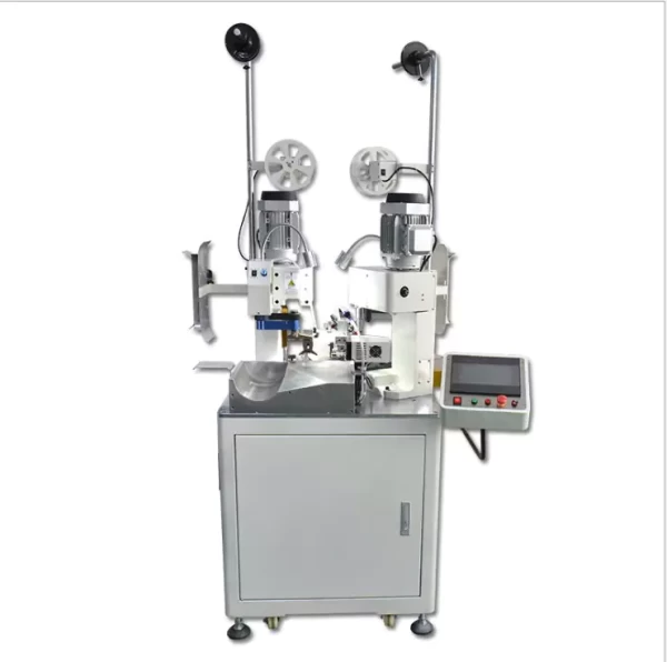 Fully automatic double-ends single wire terminal crimping machine.