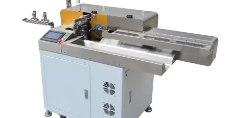 this is an Automatic Multi Twist Tin 10-Wire Cutting Stripping Machine applied in electric industries.