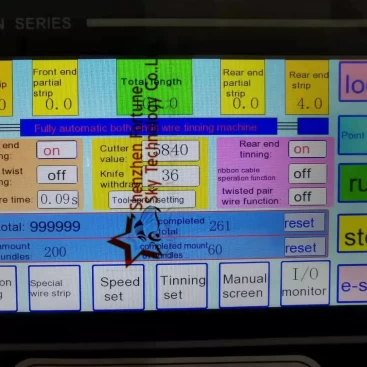This is home page english display of automatic multi twist tin 10-wire cutting stripping machine.