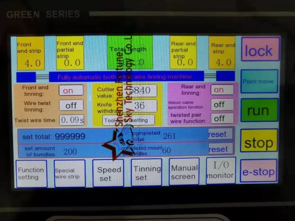 This is home page english display of automatic multi twist tin 10-wire cutting stripping machine.