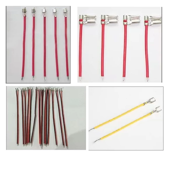 this is single end crimped wires made by fully automatic single head wire crimping machine.