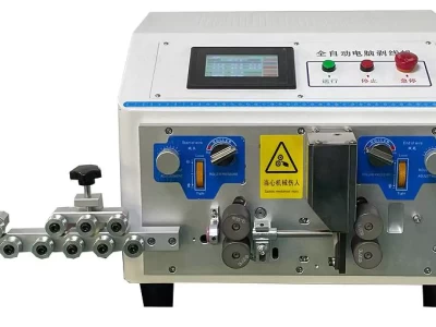 this is an automatic wire stripping machine for cutting and stripping heavy duty cable.