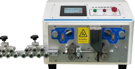 this is an automatic wire stripping machine for cutting and stripping heavy duty cable.