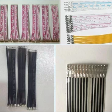 This is crimped ribbon cable processed by fully automatic ribbon cable single head crimping machine.