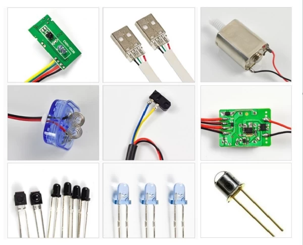 electronic parts welded by wire soldering machine.