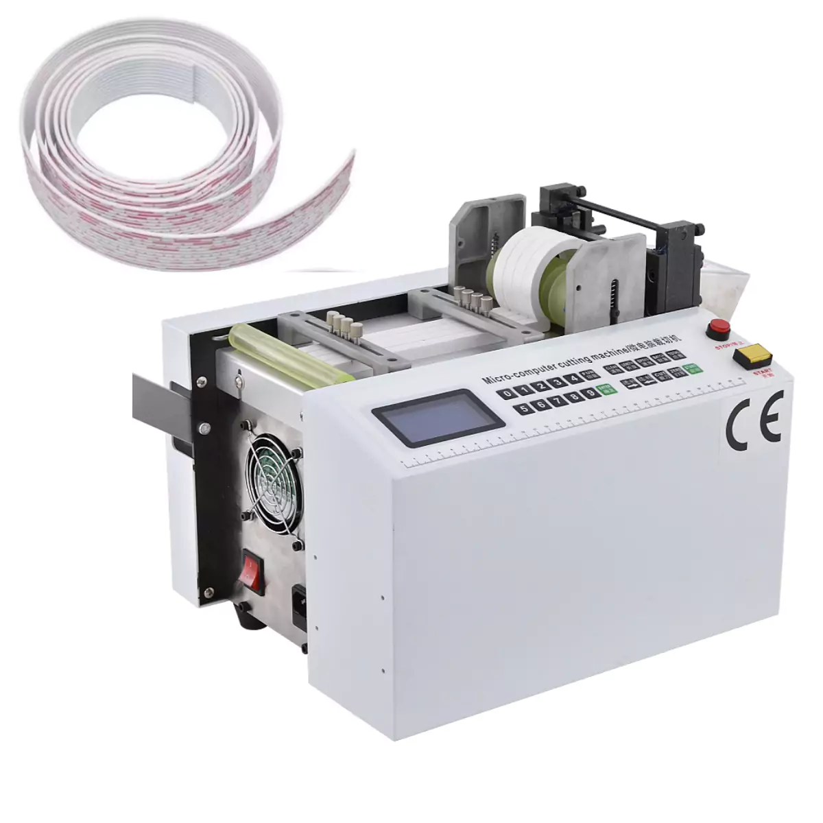 this is automatic ribbon cable cutting machine which cut the ribbon cable to length.