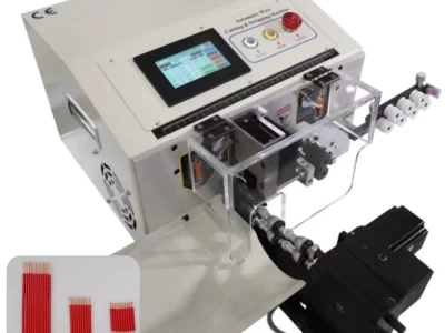 this is automatic wire stripper twister which is used in wire harness processing.