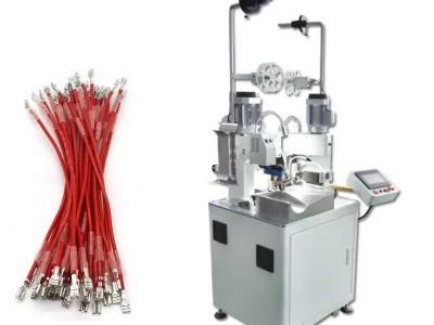 this is an automatic double ends crimping machine which is specialized in wire cutting and stripping, crimping in wire harness processing.