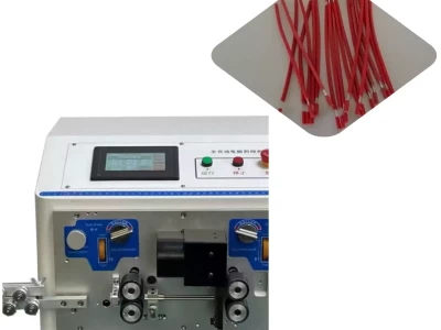 This is an automatic dual wires cutting stripping machine which is specialized for stripping two wires at the same time.