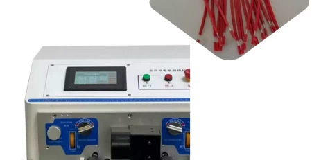 This is an automatic dual wires cutting stripping machine which is specialized for stripping two wires at the same time.