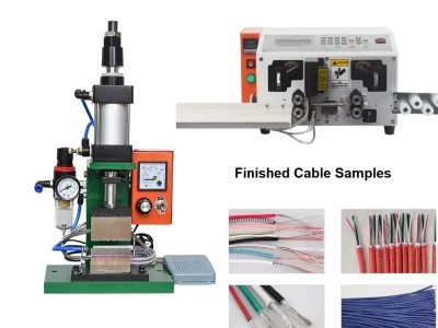 they are pneumatic and automatic thermal stripping machine which are both heat stripping silicone rubber wires by heating in wire harness processing.