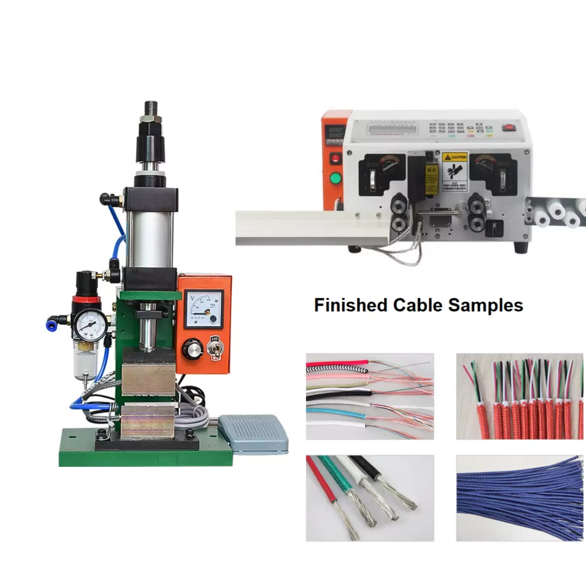 they are pneumatic and automatic thermal stripping machine which are both heat stripping silicone rubber wires by heating in wire harness processing.