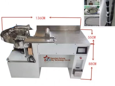 this is vibratory feeding cable tie machine which is used for tying cable in wire harness processing.
