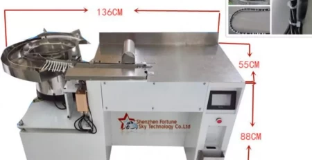 this is vibratory feeding cable tie machine which is used for tying cable in wire harness processing.