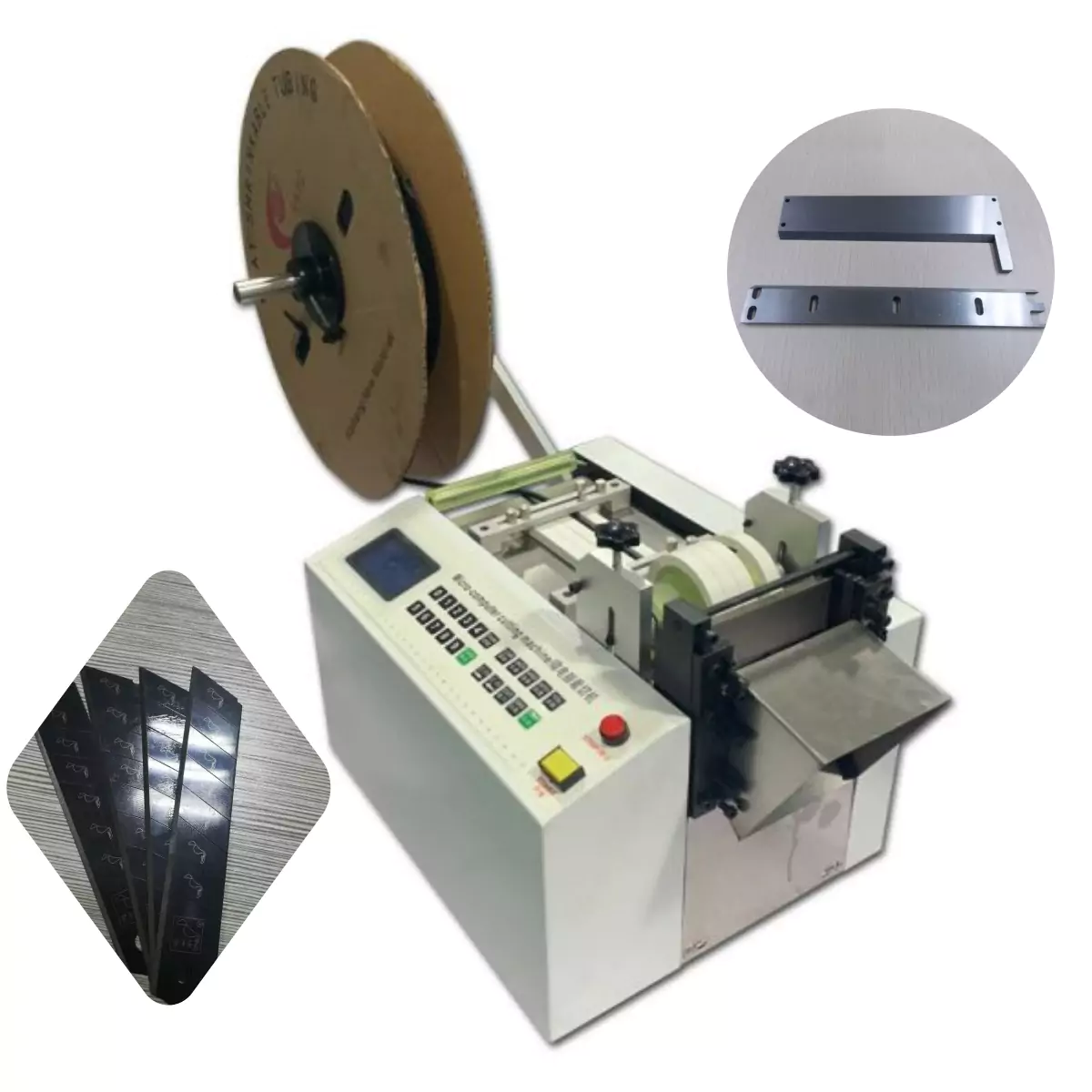 This ia an automatic tubing cutter with two types of blades which is widely used in cutting flexible soft thin materials.