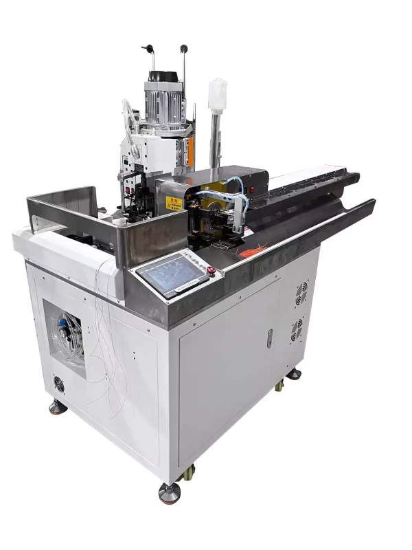hwn-8316-fully-automatic-linear-feed-crimping-and-tinning-machine Automatic Wire Cutting Stripping Twisting Linear Feed Crimping and Tinning Machine is used for wire harness processing industries.