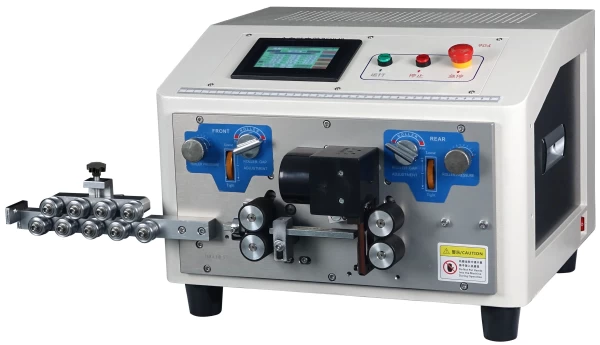 This is automatic wire stripping machine which is used for processing flat sheathed cable.