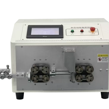This is automatic cutting stripping machine specialized for battery cable.