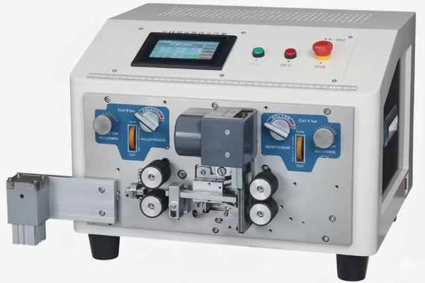 automatic-dual-parallel-wire-diff-length-cutting-stripping-splitting-machine This is Automatic Dual Parallel Wire Diff. Length-Cutting Stripping Splitting Machine which is used for speaker wire, Led Strip and etc. harness processsing.