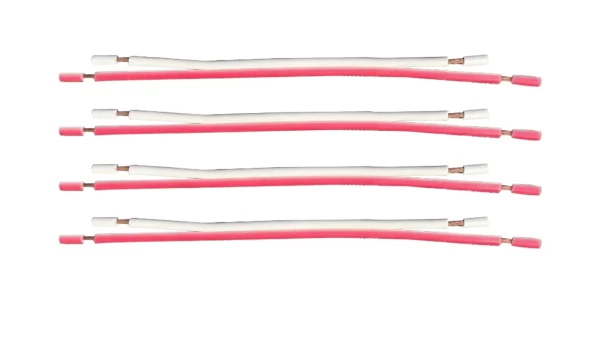 this is dual parallel wire with diffirent length cutting processed by automatic wire stripping machine.