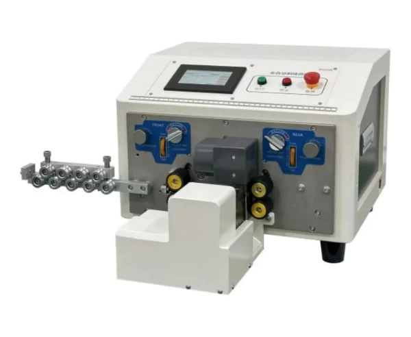 This is automatic wire cutting stripping and twisting machine which adopts rubbing plate to twist copper wires.