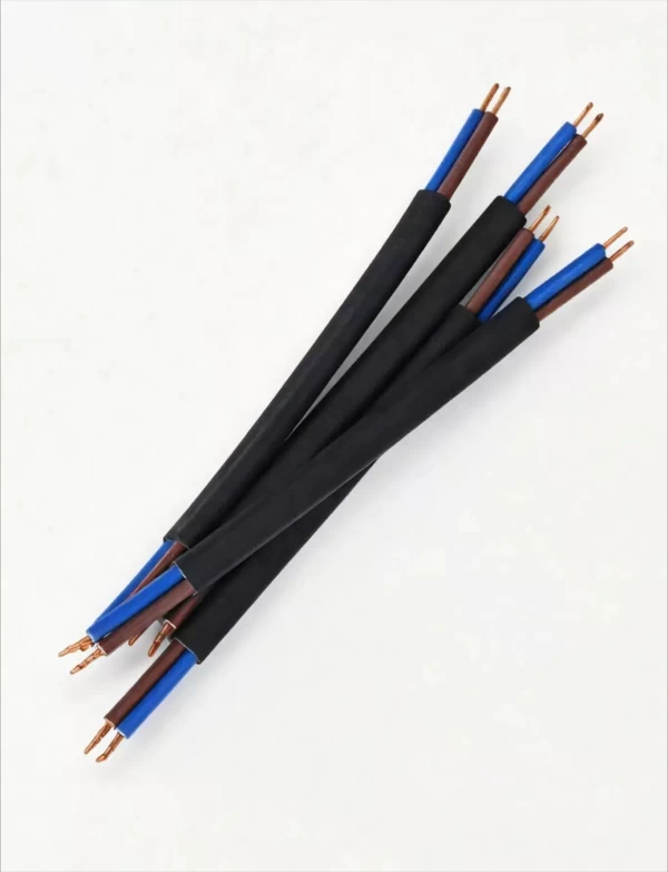 This 2 cores flat sheathed cable is processed by automatic flat sheathed cable cutting stripping machine.