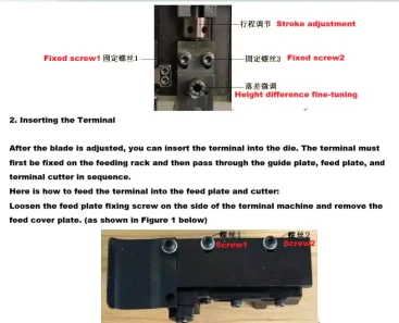 This is part of terminal crimping machine details for guiding user's operation.