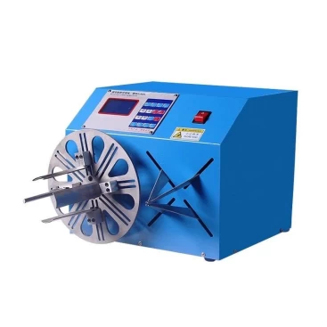 Rubber Band Stretching Data Cable Coiling Machine is used for data cable winding then rubber band stretching for bundling data cable.